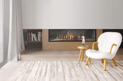 Room with a modern fireplace